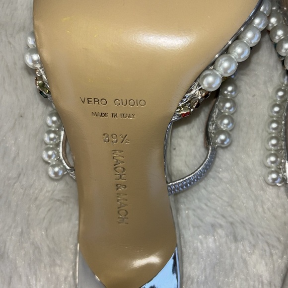 MACH & MACH Silver and Pearl Embellished Heels - Picture 8 of 11